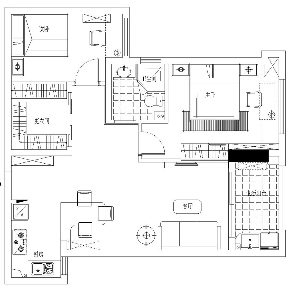 点击大图看下一张：简约风格现代二居室设计