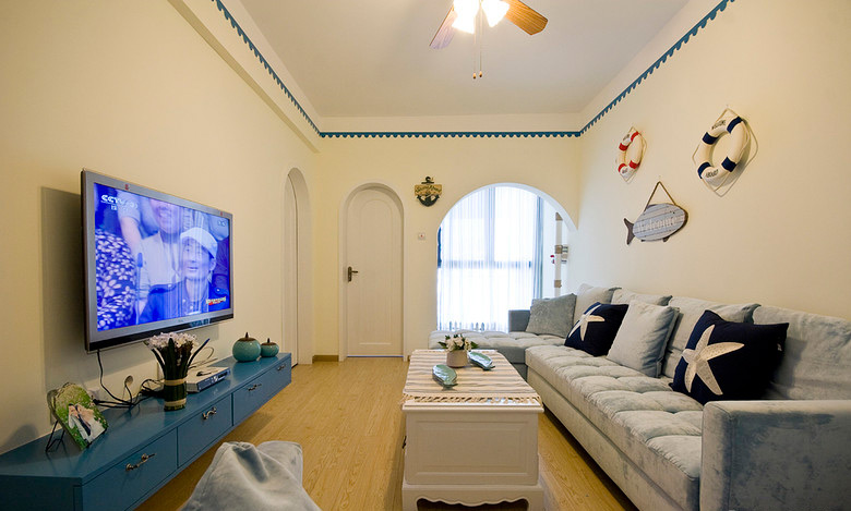 点击大图看下一张：蔚蓝地中海二居装潢设计