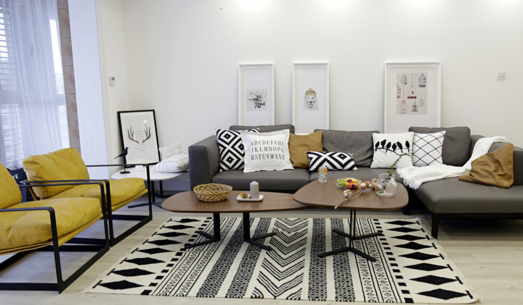 点击大图看下一张：森系北欧四居室效果图