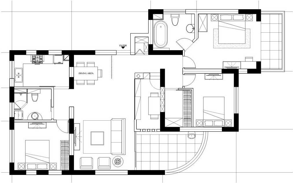点击大图看下一张：现代美式装修四居效果图
