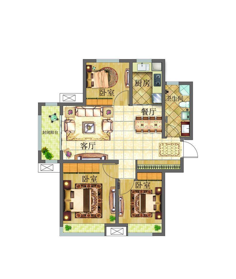 点击大图看下一张:简欧风格三居家居装饰效果图欣赏