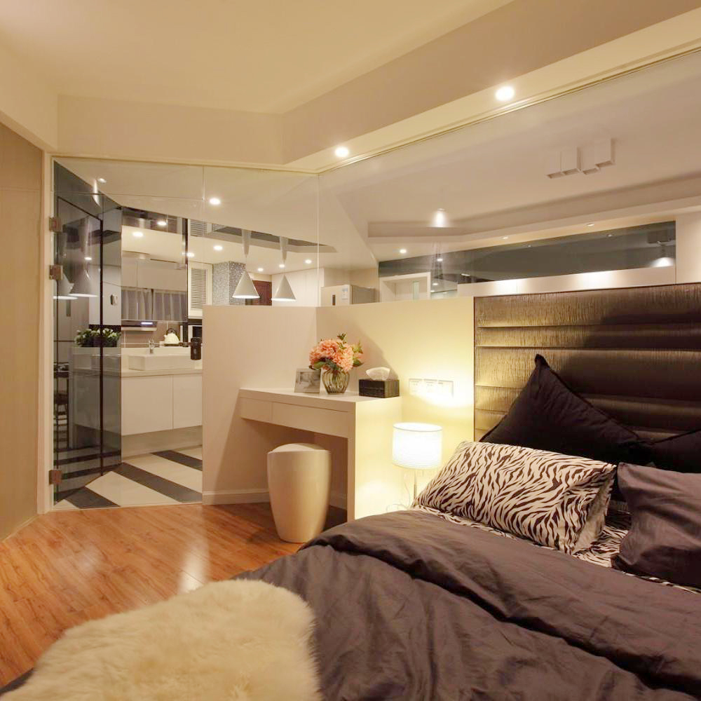 点击大图看下一张：现代简约二居装潢效果图