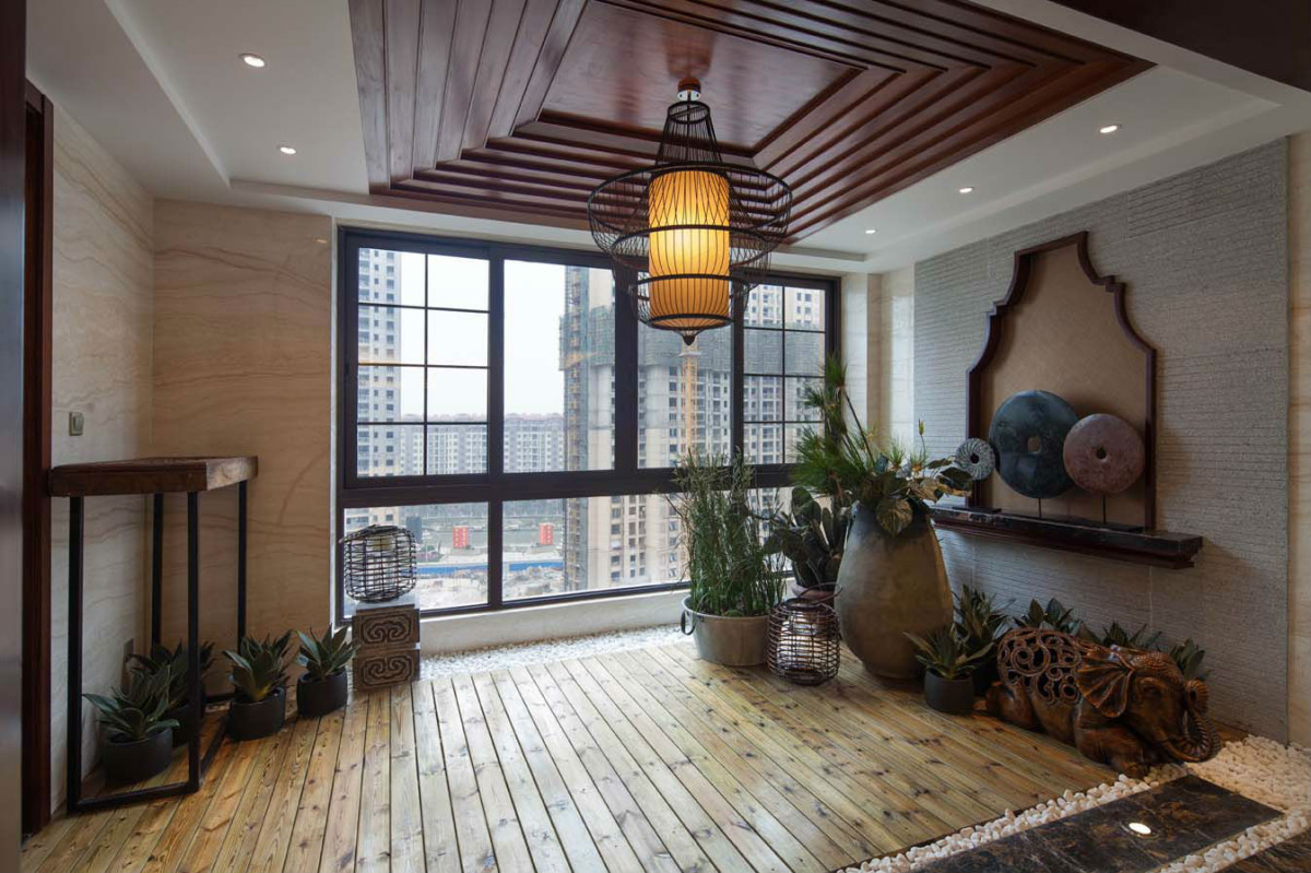 点击大图看下一张：美式混搭风格四居室设计装修效果图