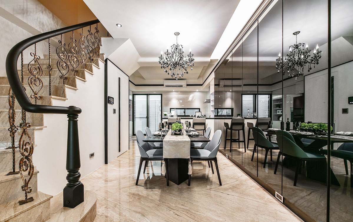 点击大图看下一张：黑白简约低调优雅别墅装修效果图