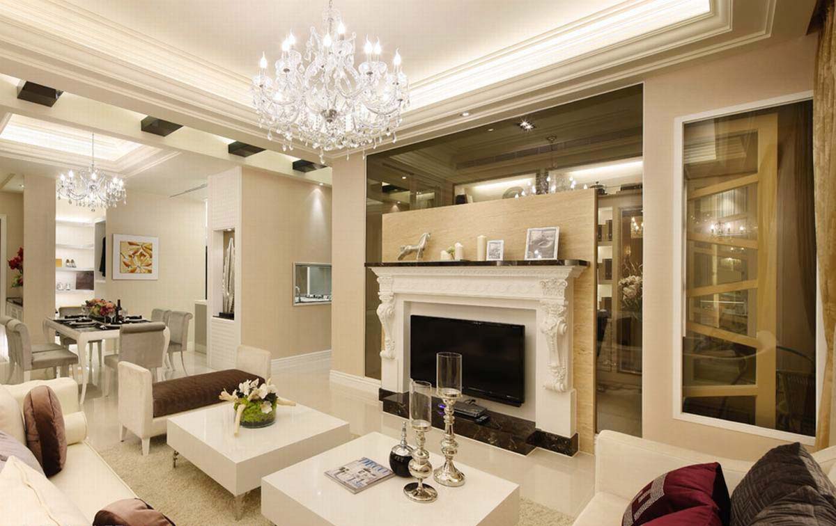 点击大图看下一张：128平新古典三居大气优雅装修图片