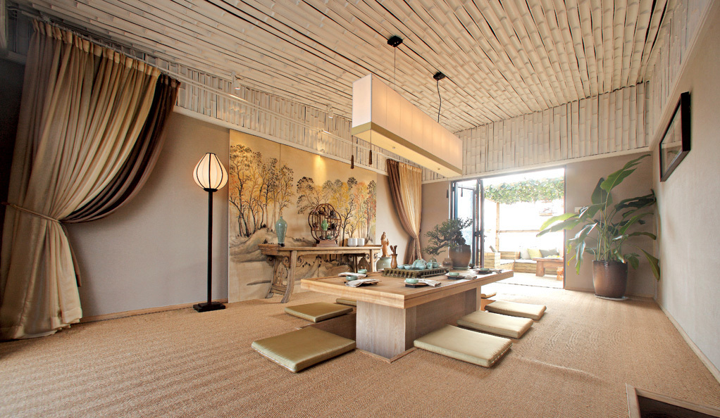 点击大图看下一张：雅致现代中式复式家装效果图