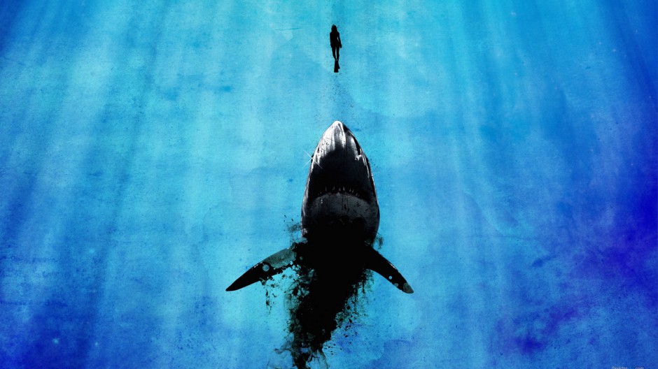 点击大图看下一张：霸气深海大鲨鱼高清图片素材