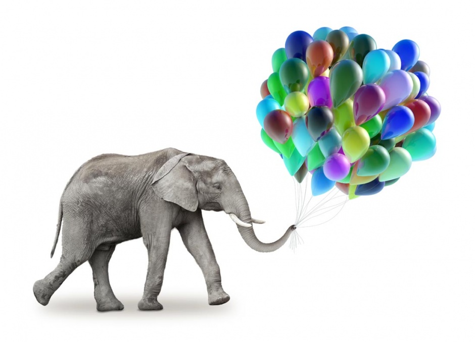 点击大图看下一张：大象与气球高清图片素材