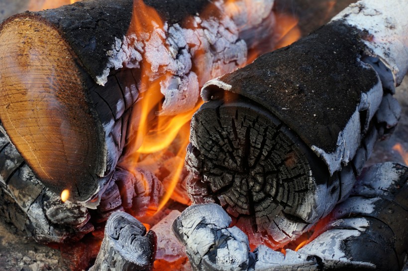点击大图看下一张：燃烧着的木炭图片