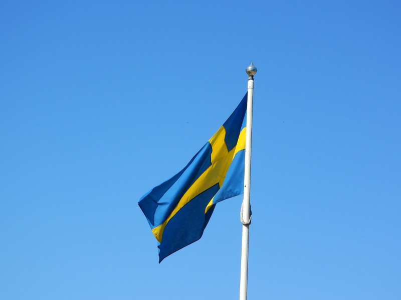 点击大图看下一张：飘扬的瑞典国旗图片