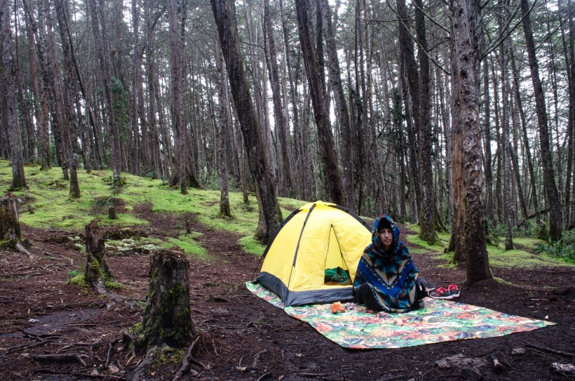 点击大图看下一张：野外露营搭建的帐篷图片