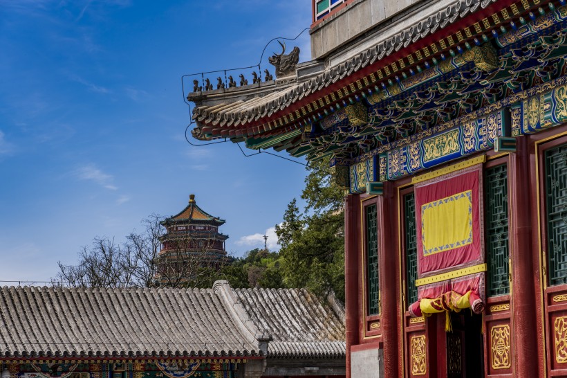 点击大图看下一张：北京颐和园古建筑风景图片