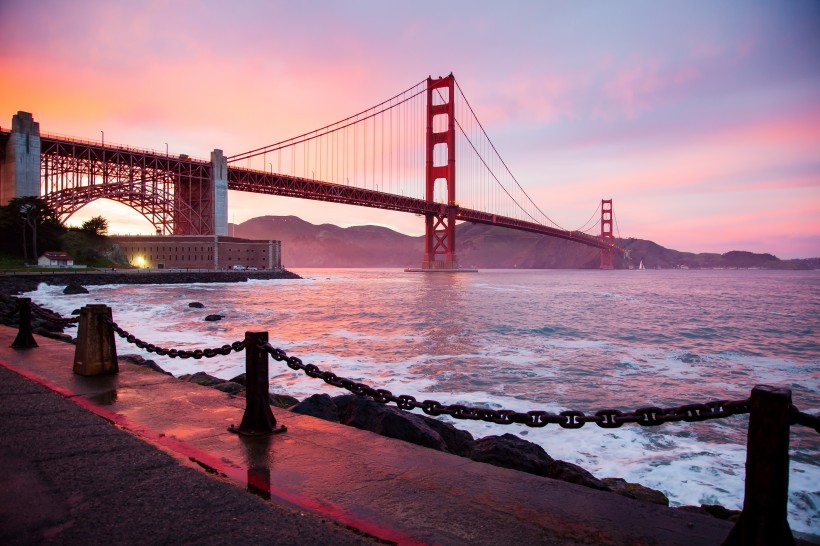 点击大图看下一张：美国旧金山金门大桥风景图片