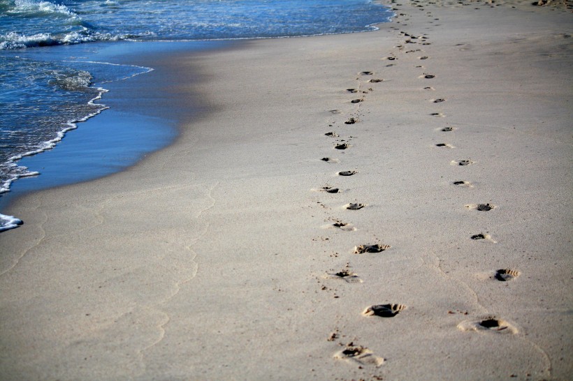 点击大图看下一张：沙滩上的脚印图片