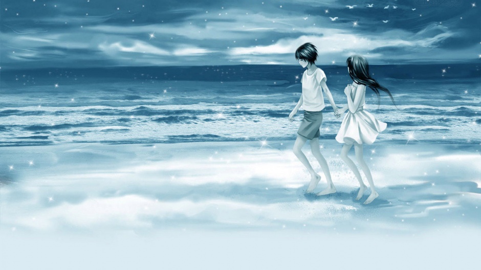 点击大图看下一张：海边漫步唯美爱情ppt背景图片