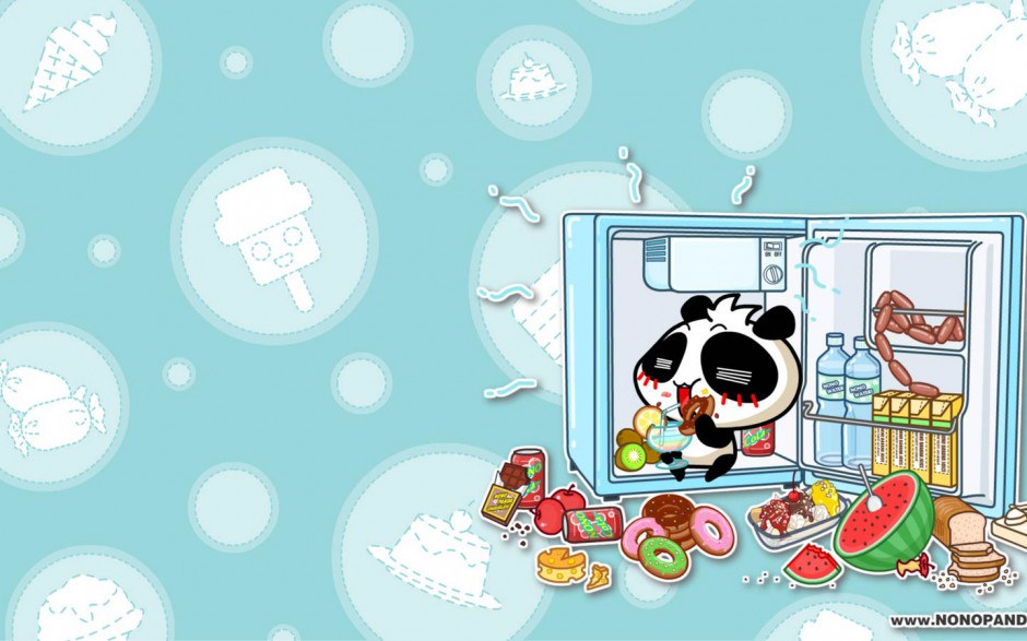 点击大图看下一张：壁纸桌面经典可爱卡通无知熊猫