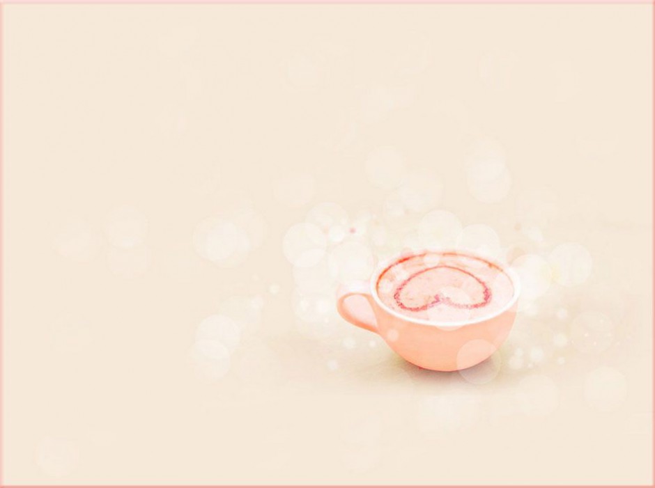 点击大图看下一张：温馨粉色咖啡奶茶浪漫风格背景图