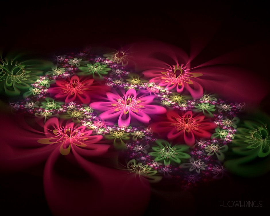 点击大图看下一张：高清梦幻非主流3D唯美花朵壁纸