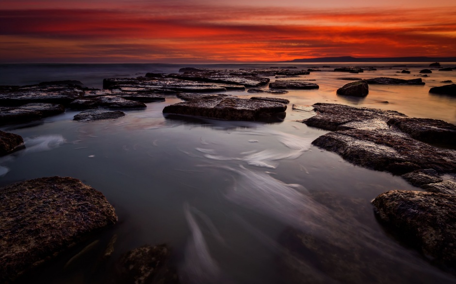 点击大图看下一张：壮观迷人的大海夕阳风景壁纸图片