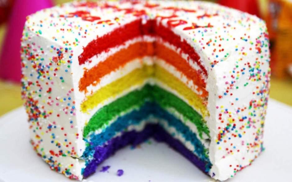 点击大图看下一张：桌面精美可口壁纸彩虹蛋糕