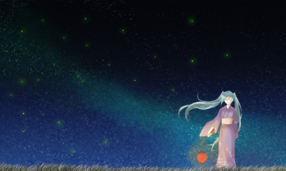点击大图看下一张：童话夜空简约动漫背景图片
