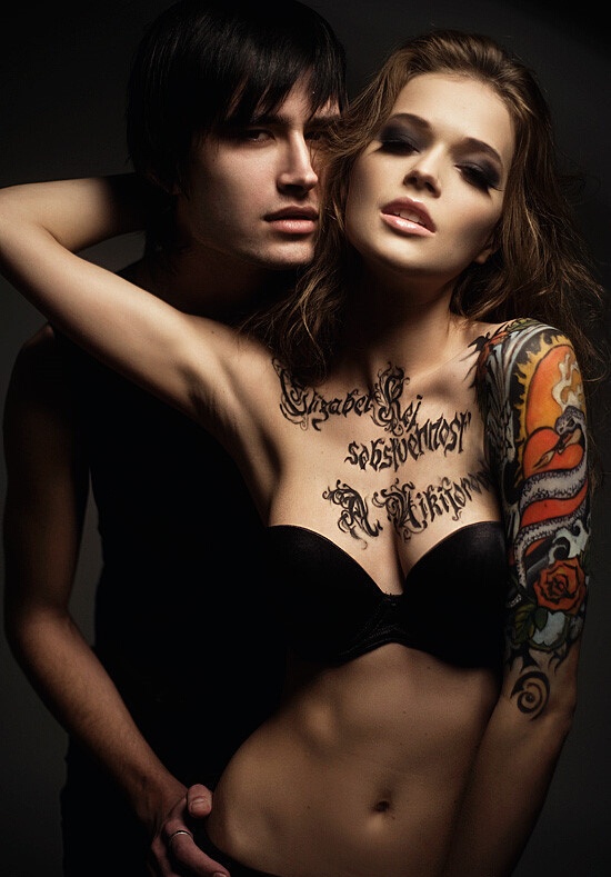 点击大图看下一张：浪漫个性欧美情侣纹身图片