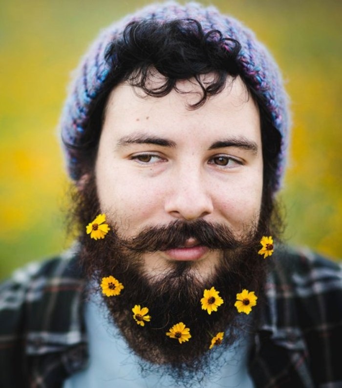 点击大图看下一张：欧美个性男生胡子创意插花秀