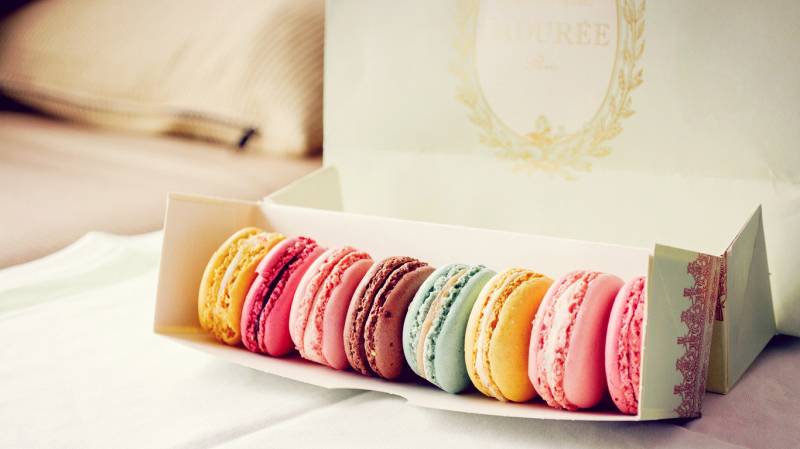 点击大图看下一张：玛卡龙小圆饼夹心饼干甜点美食图片