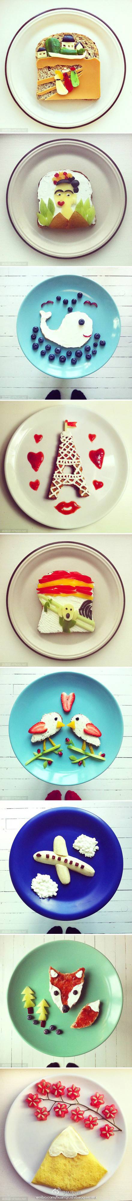 点击大图看下一张：美味造型创意的早餐图片