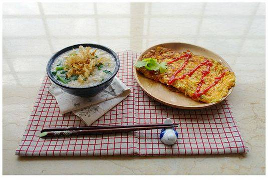 点击大图看下一张：自制简单丰富的早餐图片