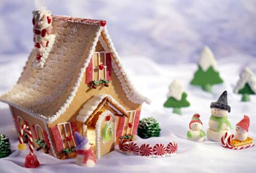 点击大图看下一张：漂亮的圣诞节姜饼屋糕点图片