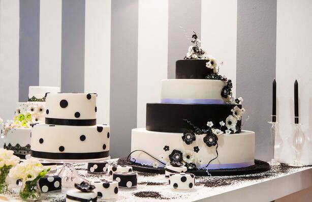 点击大图看下一张：简单的多层婚庆蛋糕图片