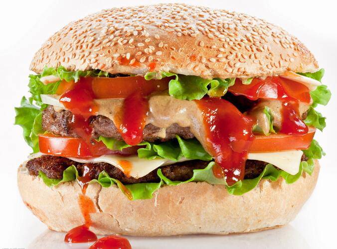 点击大图看下一张：西式小吃巨无霸汉堡图片
