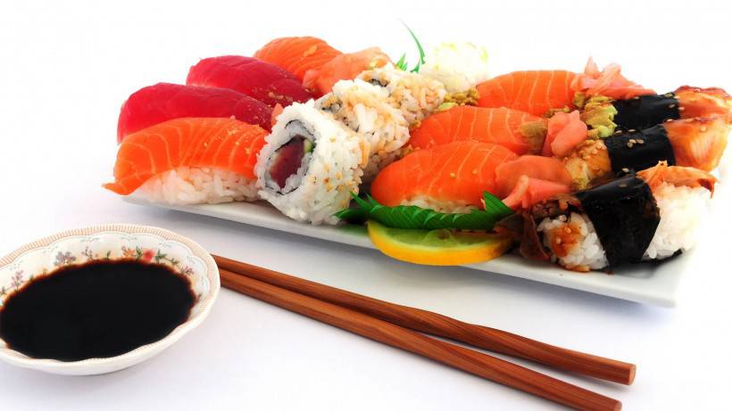 点击大图看下一张：日本海鲜寿司图片高清特写