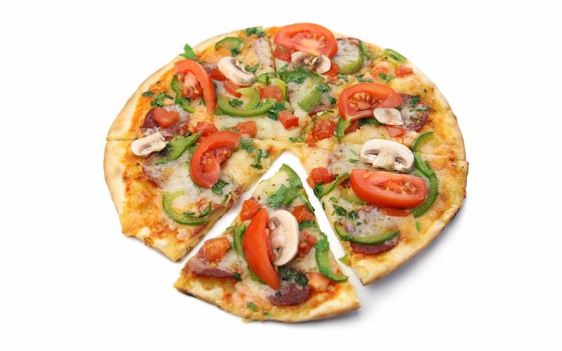 点击大图看下一张：美味可口的蔬菜披萨图片