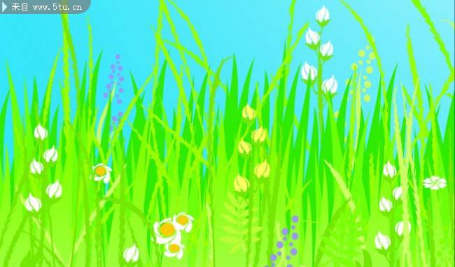 点击大图看下一张：卡通野花彩色线描画植物图片