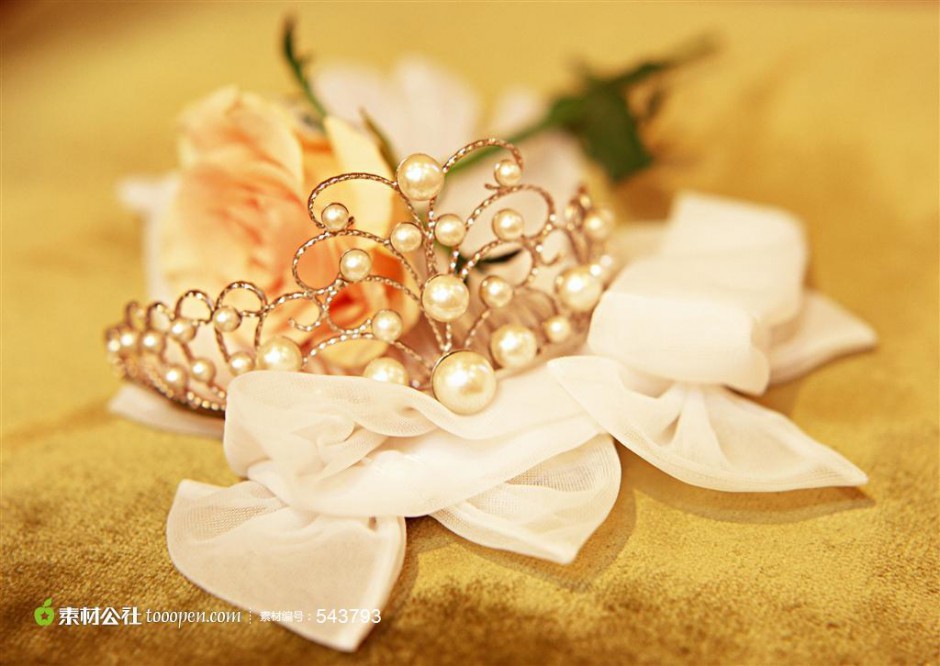点击大图看下一张：黄玫瑰与珍珠首饰唯美素材
