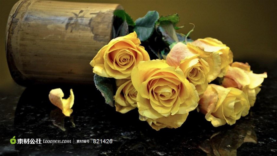 点击大图看下一张：黄玫瑰浪漫背景素材图片