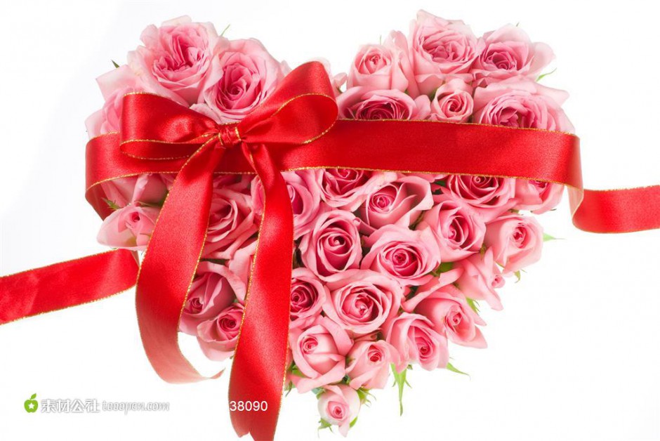 点击大图看下一张：情人节浪漫心形粉红玫瑰花