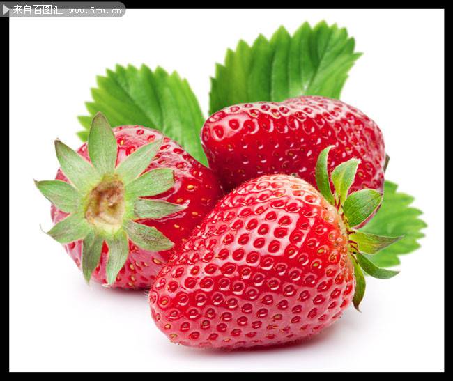 点击大图看下一张：新鲜的红色草莓图片