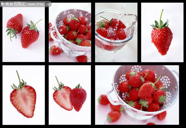 点击大图看下一张：红彤彤的新鲜草莓图片素材