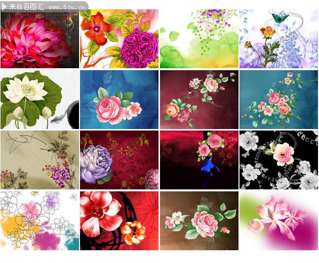 点击大图看下一张：色彩炫丽的花朵墙纸图片