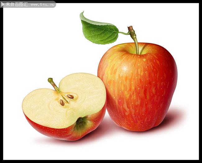 点击大图看下一张：切开的红苹果图片素材