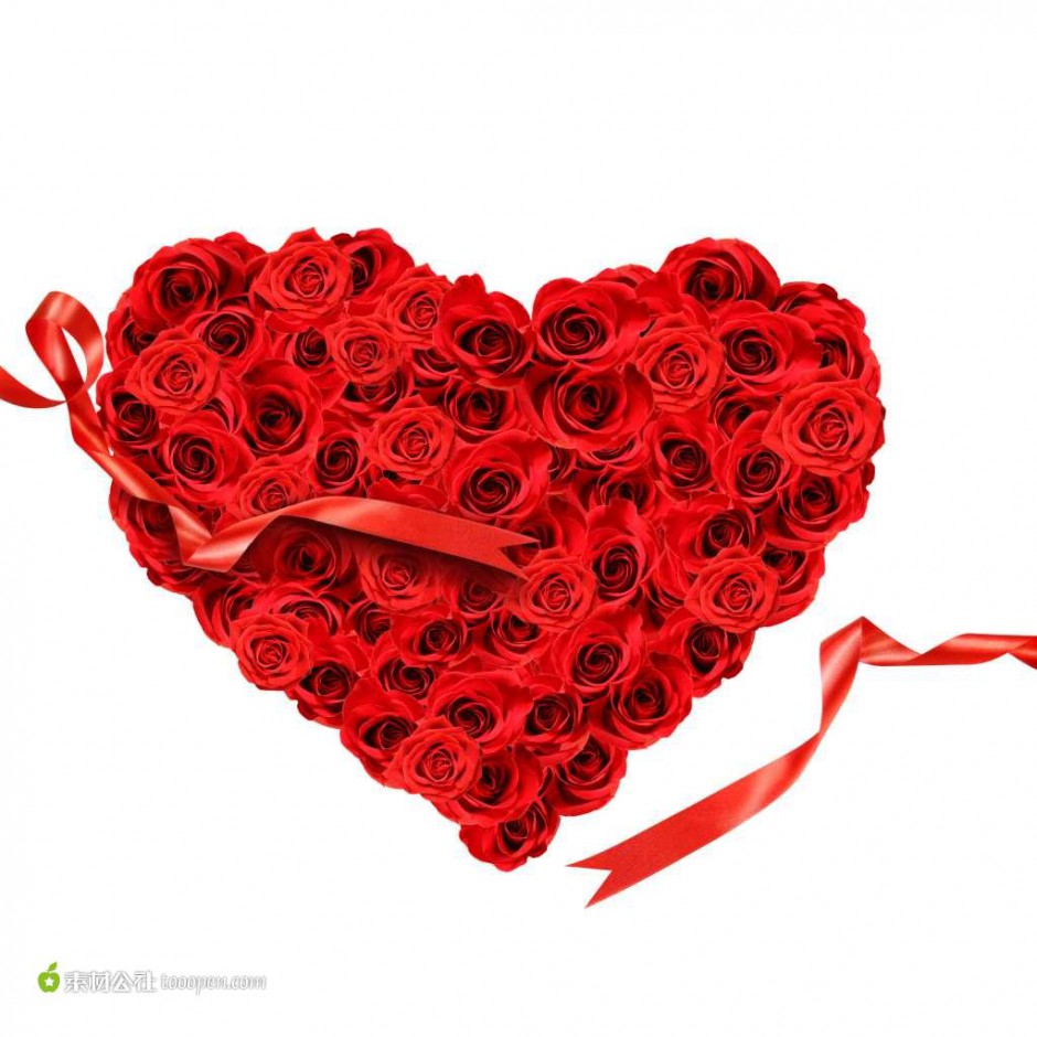 点击大图看下一张：心型造型玫瑰花艺术照素材