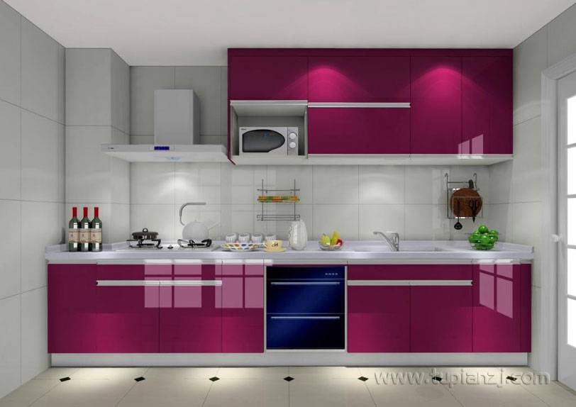 点击大图看下一张：现代简约美观厨房橱柜效果图