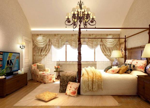 点击大图看下一张：卧室欧式装修效果图华丽精美