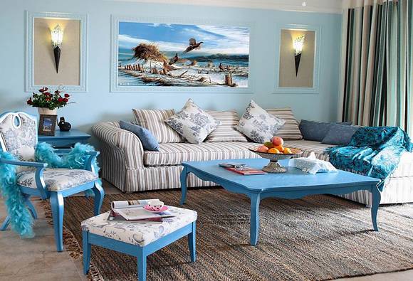 点击大图看下一张：家居客厅地中海混搭装修效果图