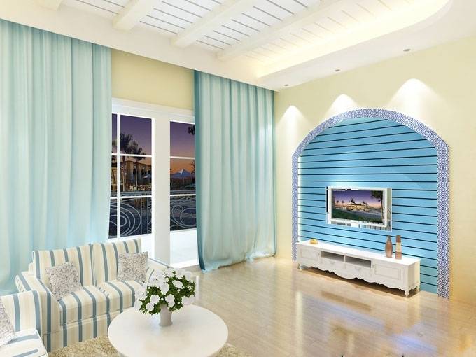 点击大图看下一张：家庭装修地中海风格背景墙效果图