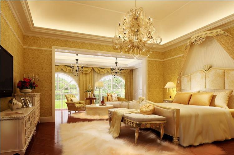 点击大图看下一张：卧室欧式装修效果图华丽精美