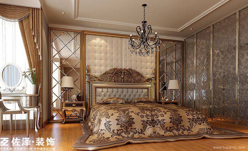 点击大图看下一张：奢华欧式卧室装修效果图赏析